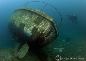 Freshwater wreck & diver.
Dec 2010 - water = 5'C by Mark Thomas 